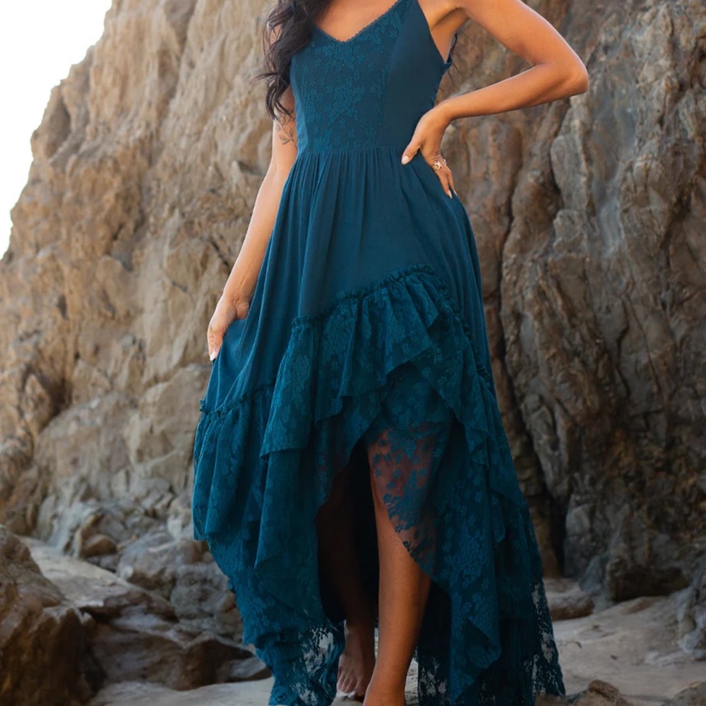 Joyfolie Christelle  Teal Lace Dress